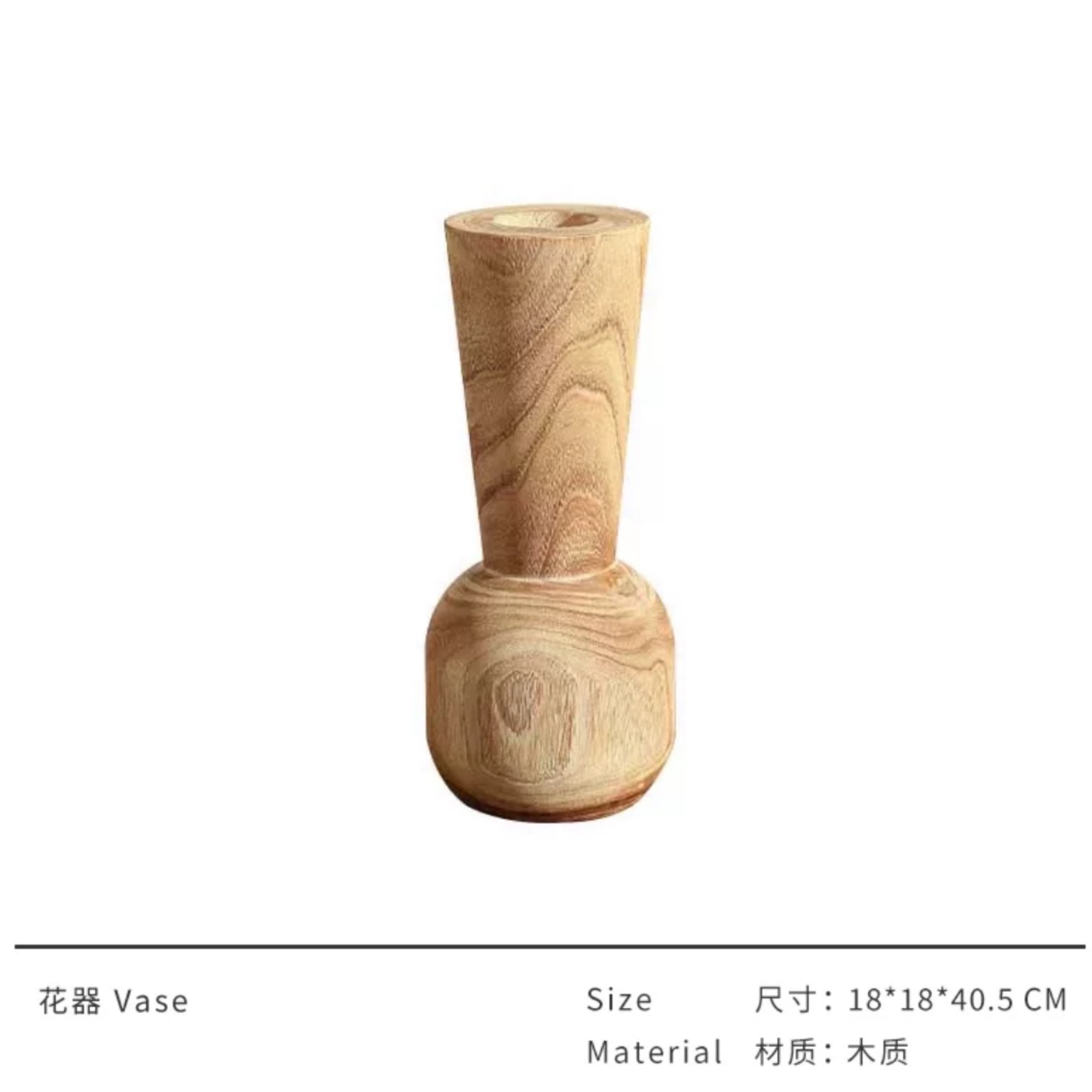 Botella de madera larga