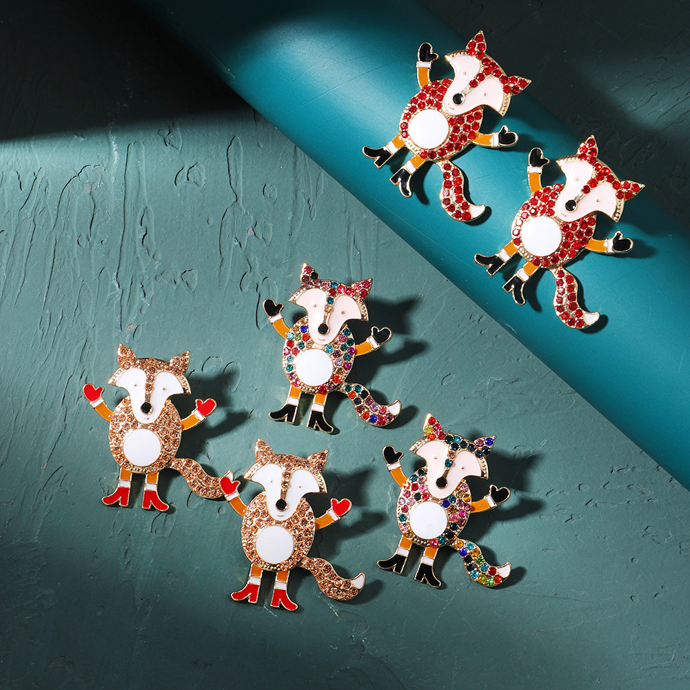 Cartoon animal little fox diamond European and American Christmas creative earrings fashion accessoriespicture3