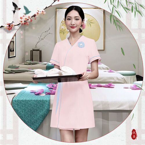 High-end breathable beauty salon work dress, health center foot bath foot therapy temperament skirt, slimming women's dress
