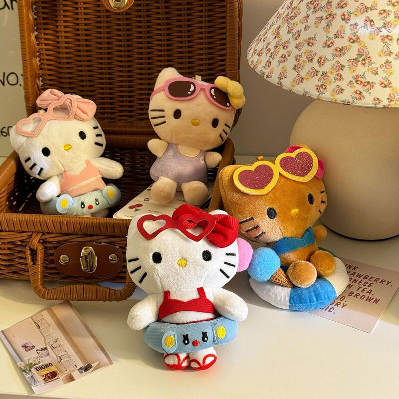 かわいいアニメハワイ水泳圏Kittyぬいぐるみストラップkt猫かばん掛けキーホルダープレゼント|undefined