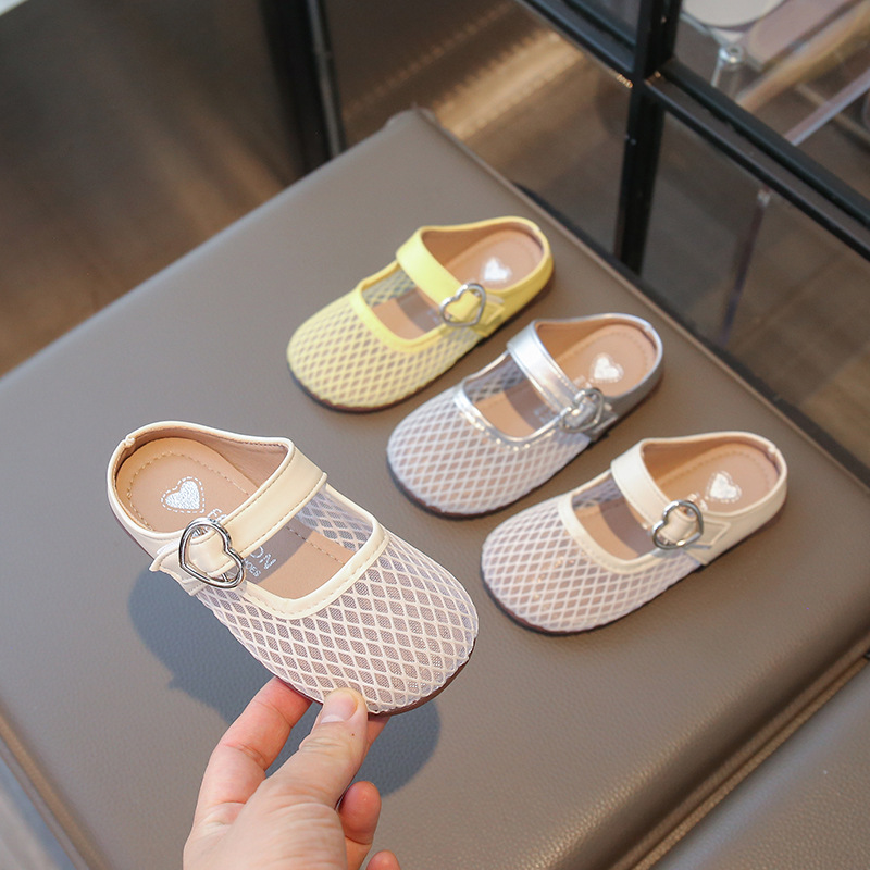 Children's Closed-Toe Mules for Girls, Summer 2025 New Style, Suitable for Pairing with Skirts, Flat Sandals with Heel Cutouts