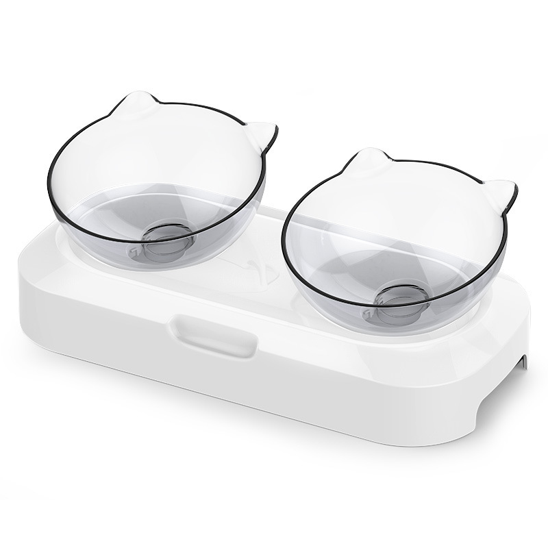 Прозрачная двойная чаша для кошек
