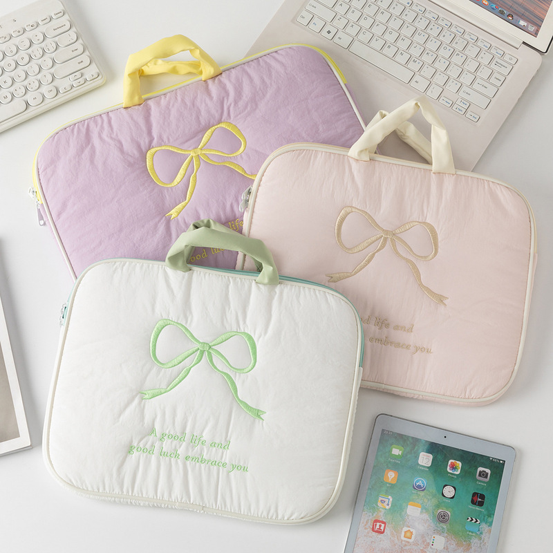 Korean ins cute embroidered bow iPad tablet 11/13/15inch portable notebook storage bag Korean ins cute embroidered bow iPad tablet 11/13/15inch portable notebook storage bag