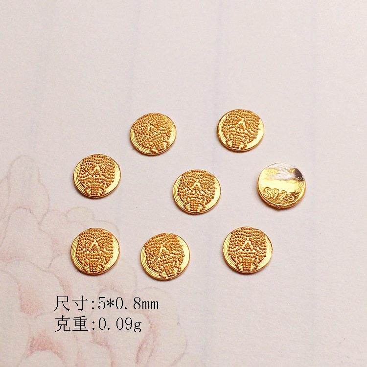 s925 Silver Plated Gold Patch Accessories Bracelet Necklace Bracelet Accessories diy Handmade Bead Semi-finished Products