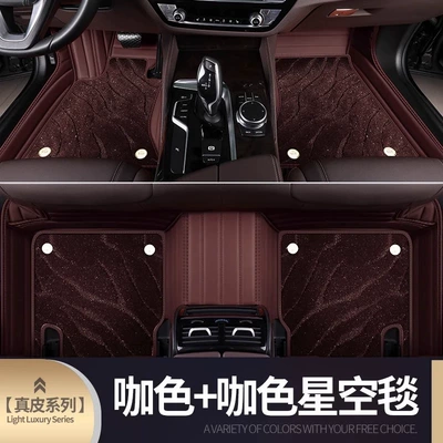 Customized for BMW x1x3x4x5 Modelə uyğun ayaqaltı - double-layer-genuine-leather-starry-sky-blanket-coffee-color-coffee-color