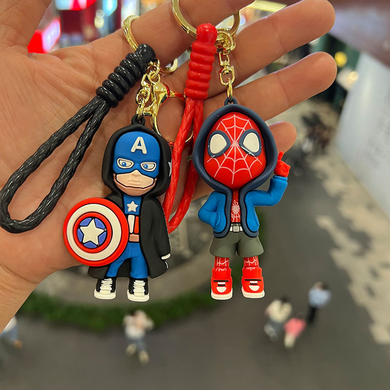 Hero Avengers Keychain Cartoon Captain America Iron Man Doll Bag Keyring Hanging Ornaments Wholesale
