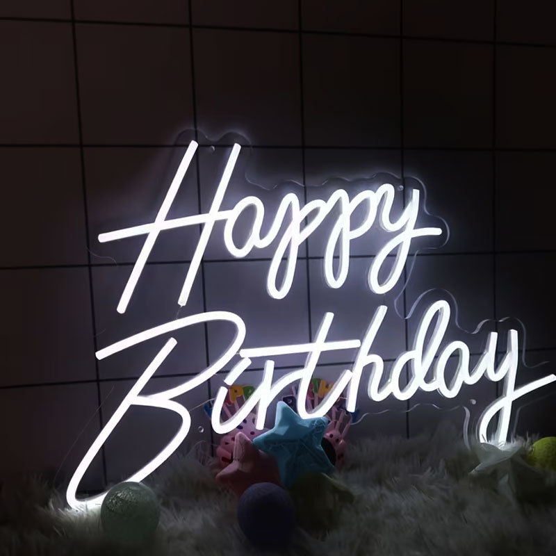 Amazon TEMU Cross-border Happy Birthday Neon LED Flexible Neon Festive Alphabet Light USB