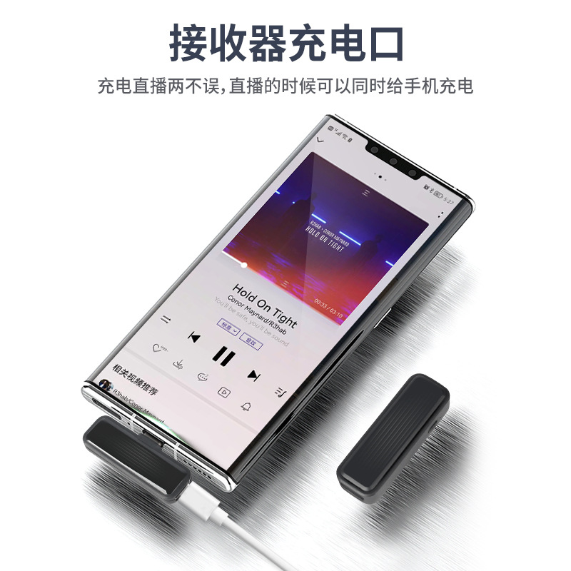 無線領(lǐng)夾麥克風(fēng)一拖二戶外主播直播錄音采訪2.4G手機(jī)收音降噪話筒