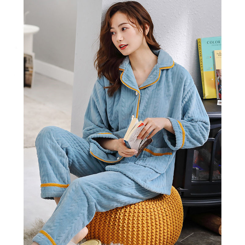 2025新款珊瑚绒睡衣女秋冬季加厚加绒保暖法兰绒奶呼呼冬天家居服|undefined