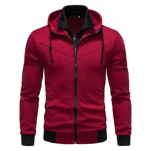 Men's Fashion Casual Pseudo Two-Piece Slimming Contrast Color Hooded Sweatshirt