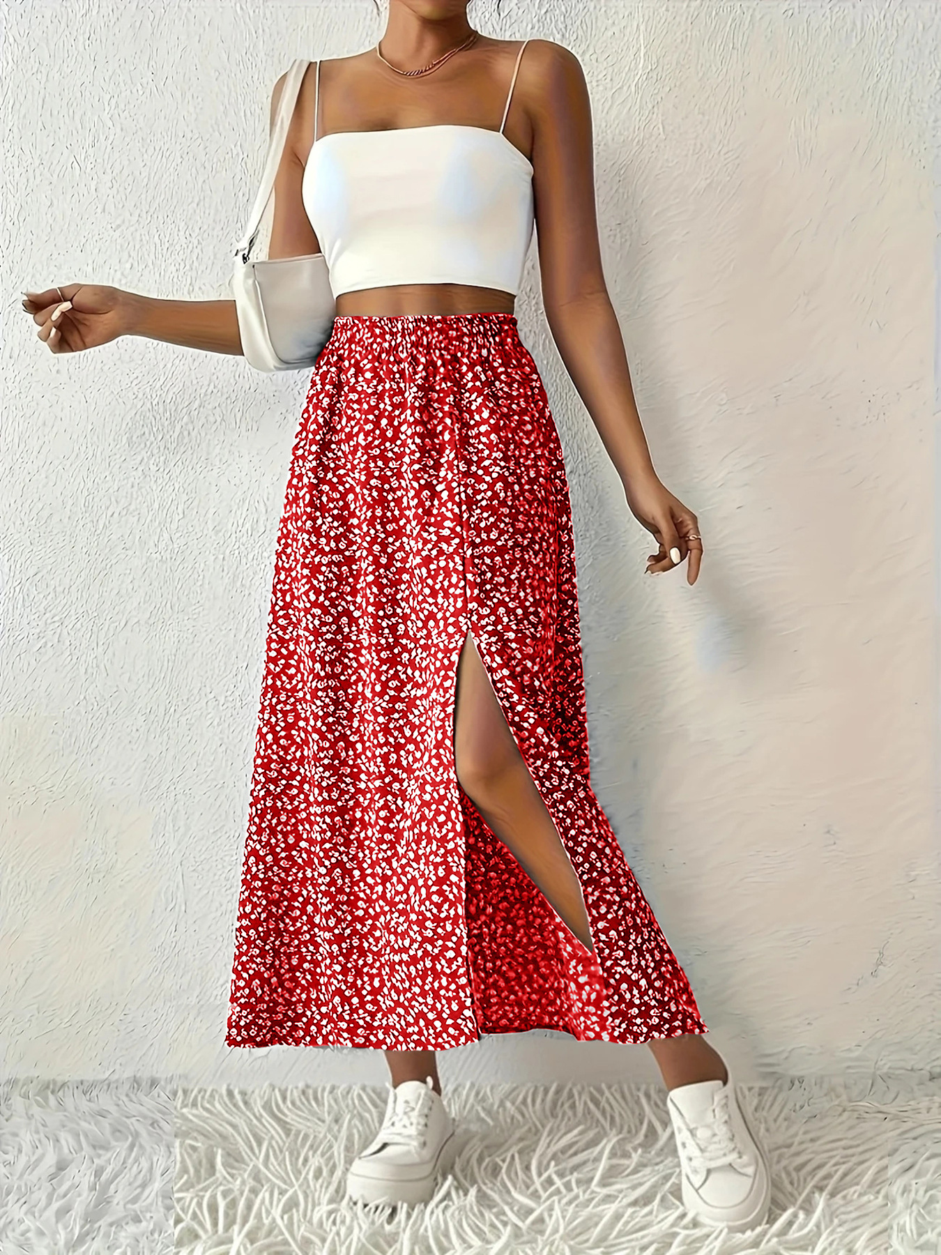 Vintage For Spring Summer, European And American TK Women's New Style, Waist-Cinching Printed Long Skirt With_ecoleips.com