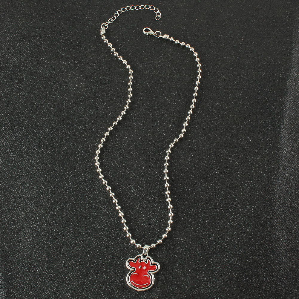 Collier Pendentif Rotatif Simple Tête De Taureau Rouge Mignon De Style Punk display picture 5