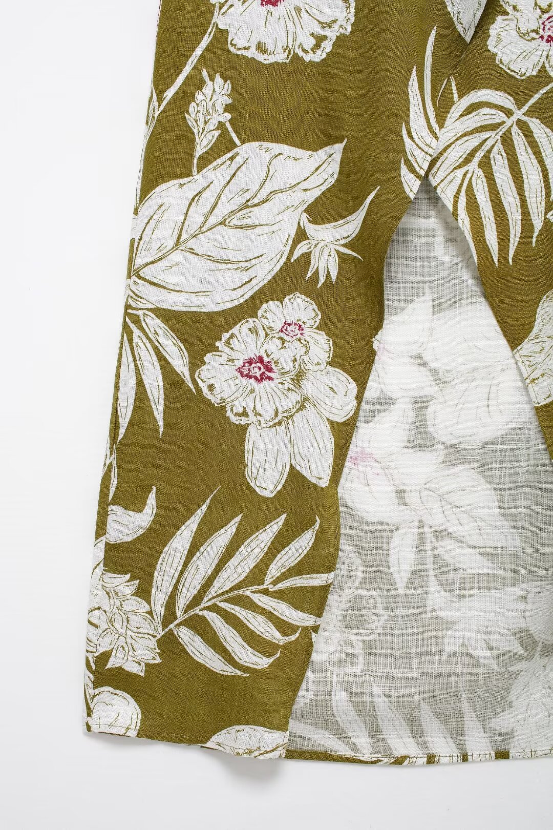 Women's linen blend flower print suit jacket pants dress set_voghion.com