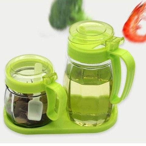 Productos de cocina de almacenamiento botella de aceite de vidrio con condimento botella de almacenamiento con tapa