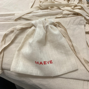 New Cotton Drawstring Pouch Bamboo Cotton Jewelry Bag Jewelry Packaging Herringbone Pattern Storage Bag with Logo Printing Available