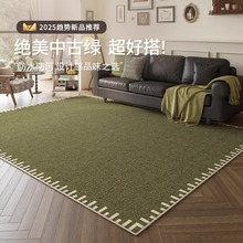 客厅地毯耐脏易打理新款高级感绿色复古法式卧室床边毯大面积全铺