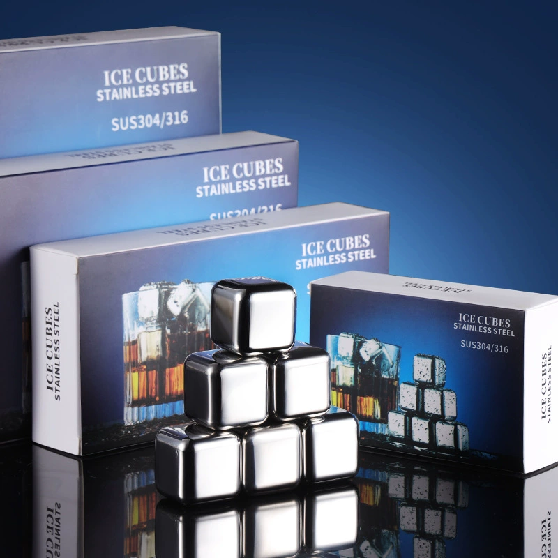Нержавеющая сталь лед цвет коробка костюм 304 Металл лед виски замороженное ледяное вино камень Подарочная коробка трансграничная оптовая продажа