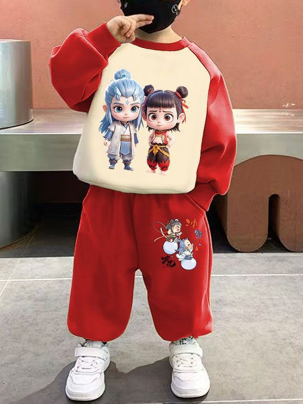哪吒魔童闹海2025新款卫衣男童宽松儿童春秋装女童休闲套装|undefined