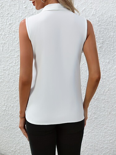 New European and American solid-color sexy V-neck fashion-designed versatile shirt for women—elegant, directional style.