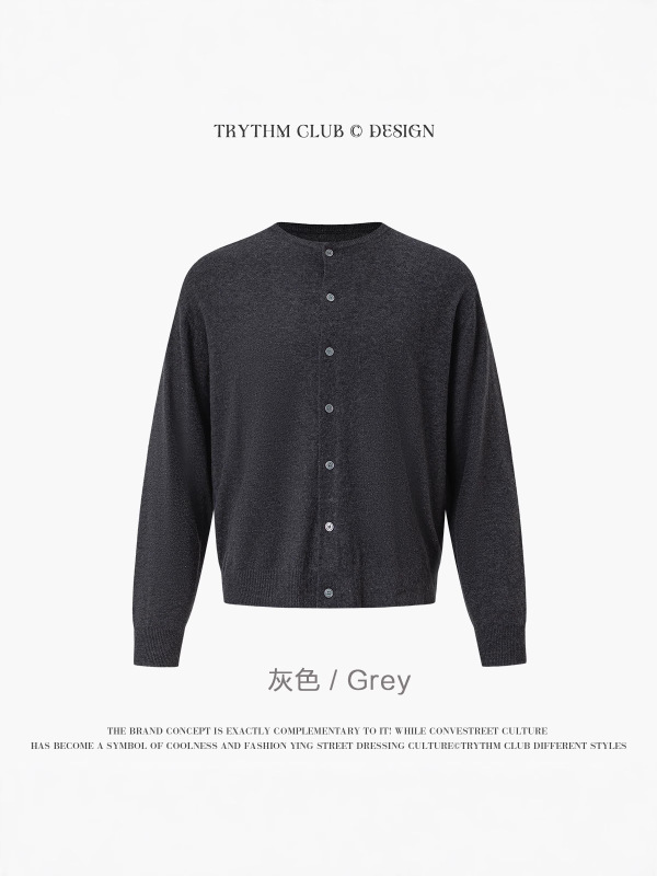 TRYTHMCLUB 复古优雅圆领针织开衫潮流男女同款毛衣外套|undefined