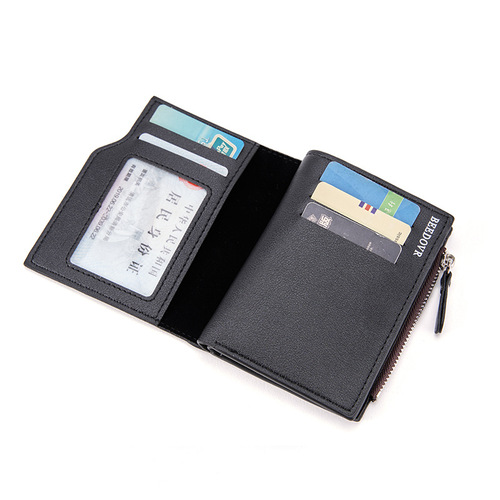 Cross-border supply  men's new zipper short wallet multi-card slot fashion vertical mini snap coin purse