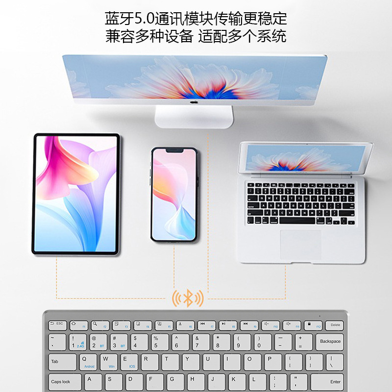 K019 teclado inalámbrico bluetooth para teléfonos móviles tabletas 78 pequeñas computadoras portátiles de oficina silenciosas multilingües iPad image 3