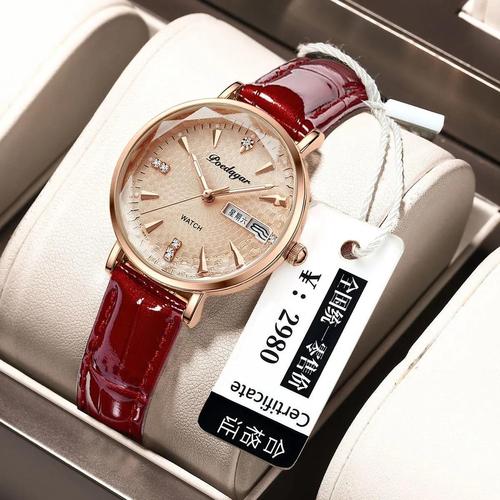 Badaq new waterproof luminous women's watch female student Korean version trendy dual calendar quartz watch ultra-thin model