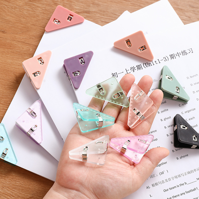컬러 모서리 클립, 사무용 삼각 클립, 스낵 밀봉 클립, 플라스틱 파일 클립, 초등학생 문구류, 시험지 파일 폴더