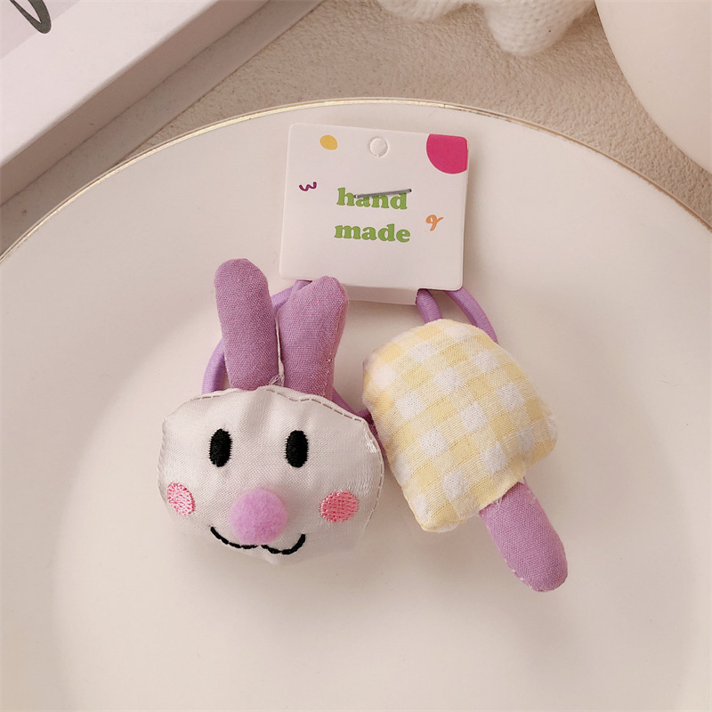 Diversión tela dibujos animados conejo hongos cabello lindos anillo de cabello de alta elasticidad correa de cabello de cola de caballo adornos para el cabello