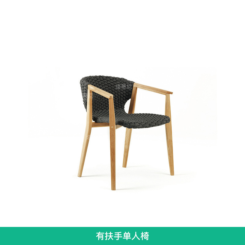 Mesas y sillas de teca para exteriores, muebles de ratán de madera maciza para terraza de jardín, conjunto de mesa y sillas para patio de villa o balcón.