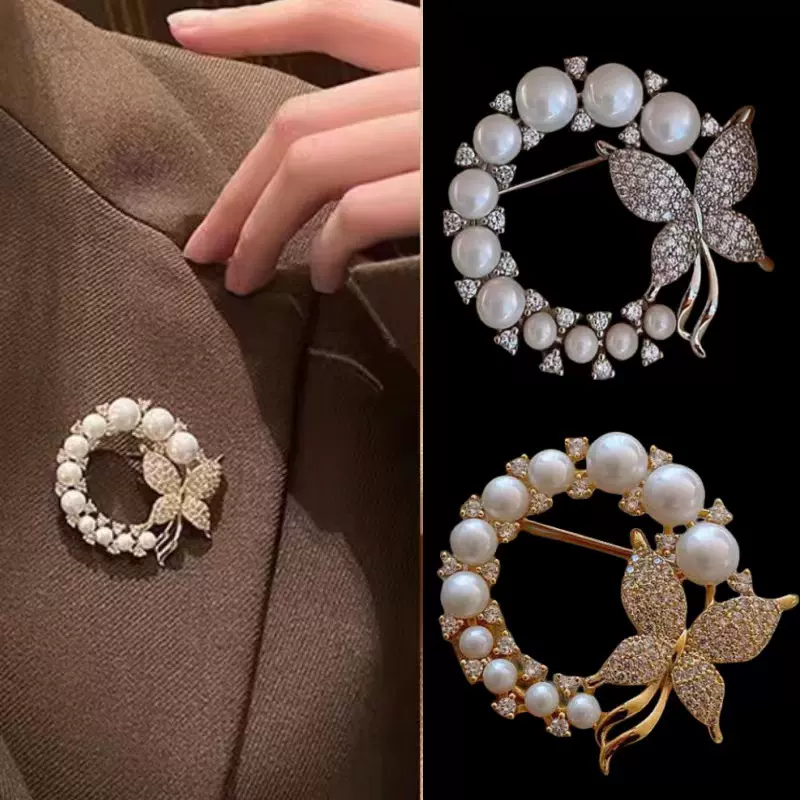 新款时尚蝴蝶胸针简约气质西装别针固定衣服扣针水钻胸花插针配件