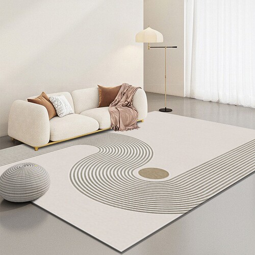 Japanese Wabi-Sabi Style Living Room and Bedroom Rugs, Simple Line Abstract Homestay Decorative Rugs, Popular for Photo Sessions