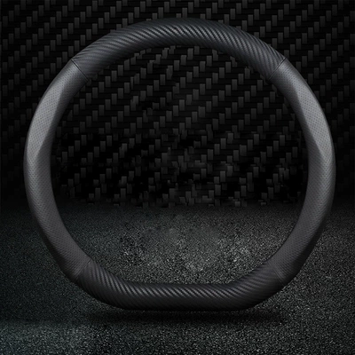 universal non-slip wear-resistant ultra-thin sweat-absorbent | Steering wheel cover - d-type-matte-carbon-fiber-pinhole-leather-38cm