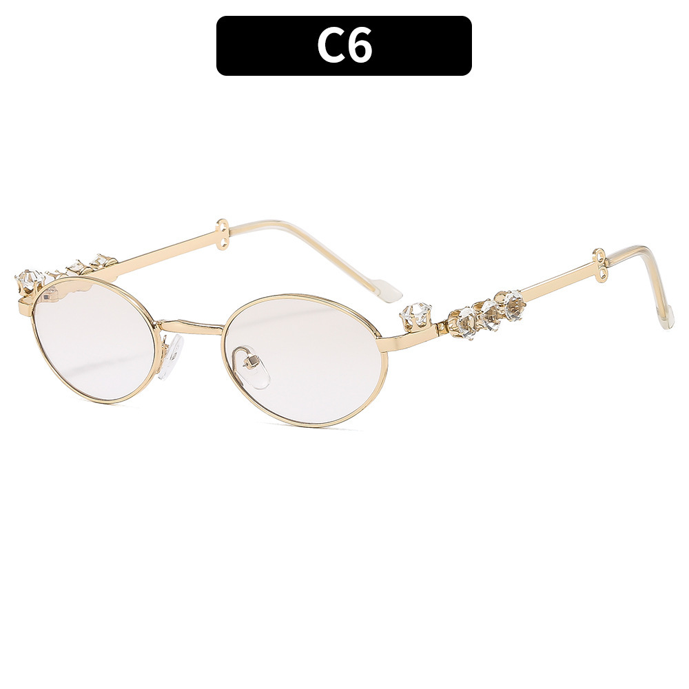 Jenny Jennie el mismo estilo retro gafas de diamantes con montura ovalada para mujer artefacto de maquillaje corto espejo plano marco marea