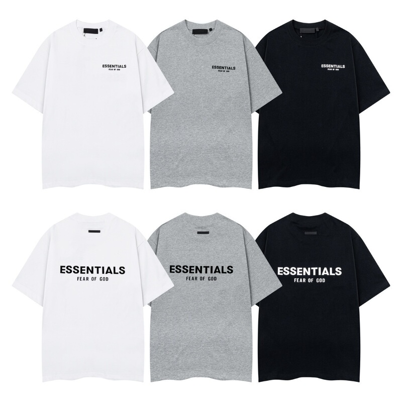 American-Style Fog Essentials 3D Silicone Lettering Niche Trendy Brand Spring/Summer Loose-Fitting Couple's Short-Sleeve T-Shirt American-Style Fog Essentials 3D Silicone Lettering Niche Trendy Brand Spring/Summer Loose-Fitting Couple's Short-Sleeve T-Shirt