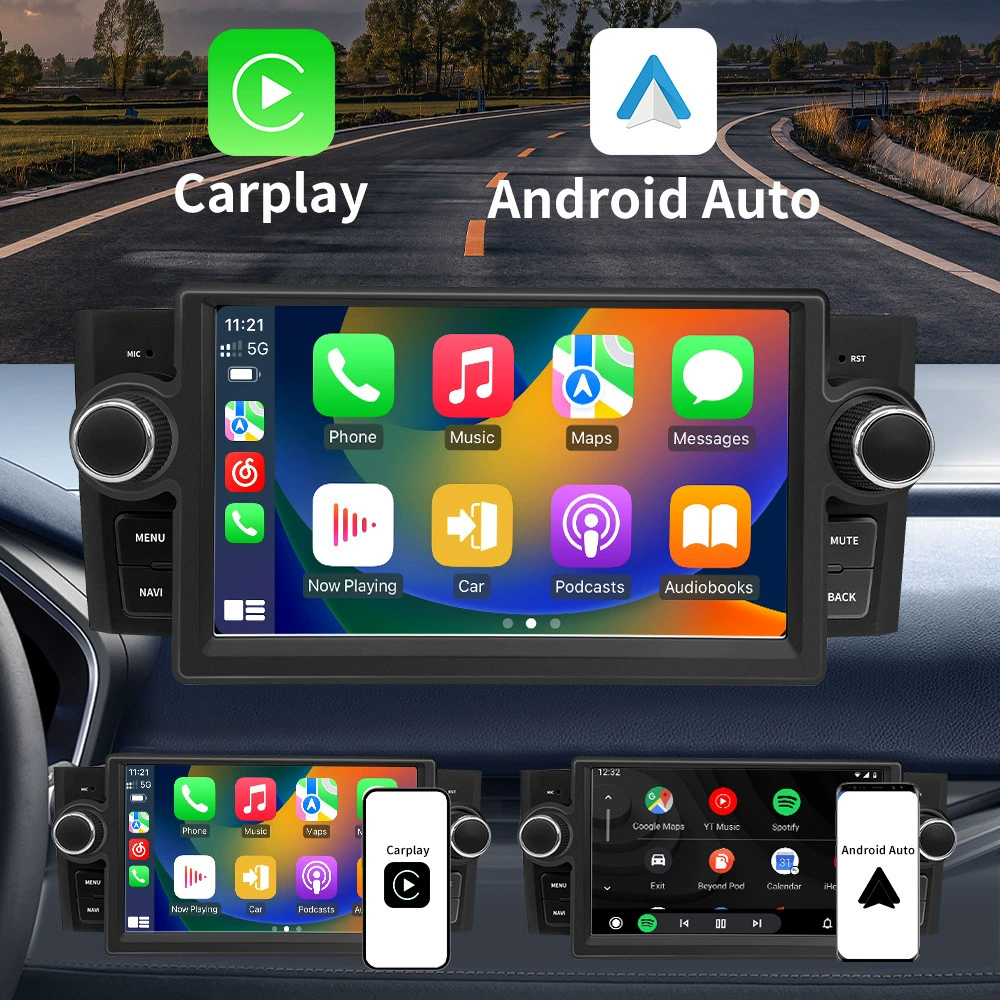 Подходит для Fiat Lengya 2007-2012 Android-навигация «всё в одном» 7-дюймовый окта‑ядро 4+64GB с встроенным CarPlay