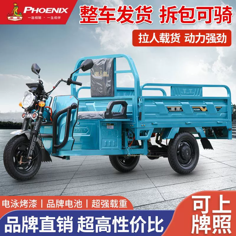 Электрический грузовой трицикл марки Phoenix, сверхмощный грузовой транспорт для взрослых, сельскохозяйственный электроскутер, скутер для передвижения.