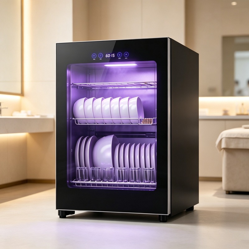 Multifunctional stainless steel knife and cutlery sterilizer with drying function, suitable for bowls, small glass cups, melamine, and large items; smart design
