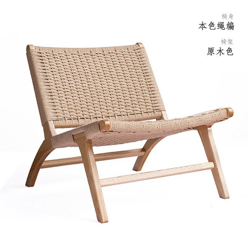 Una silla de silla de madera sólida nórdica sofá retrógrado individual de alojamiento residencial hotel silla de tejido casual