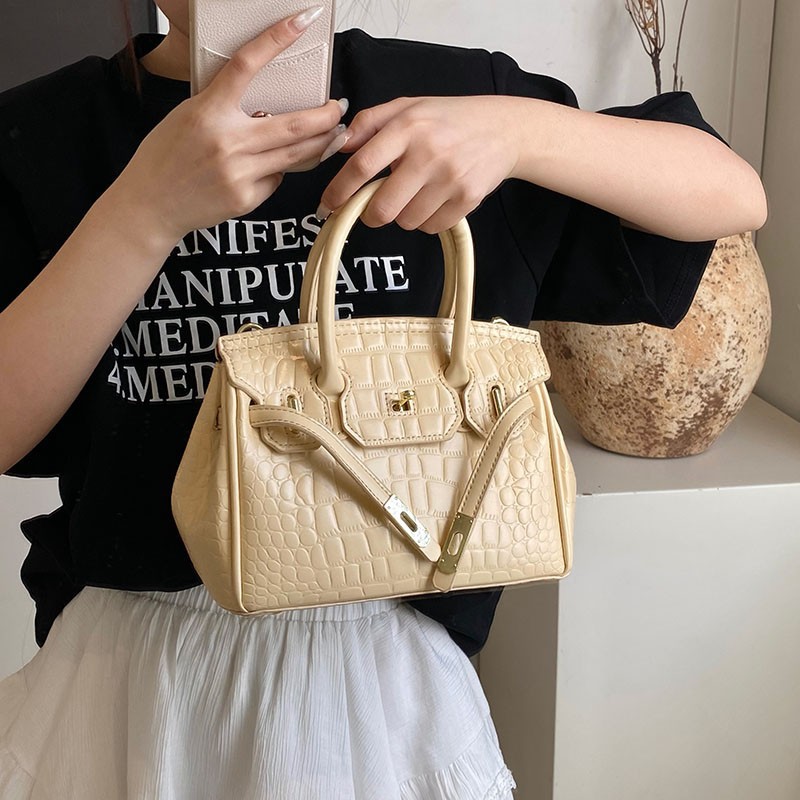 Cross-border retro cocodrilo portátil bolso Kelly mujer 2025 nuevo estilo extranjero de alta moda mochila de hombro