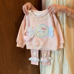 女童卫衣套装可爱秋装2025新款小童女宝宝洋气卡通长袖上衣两件套