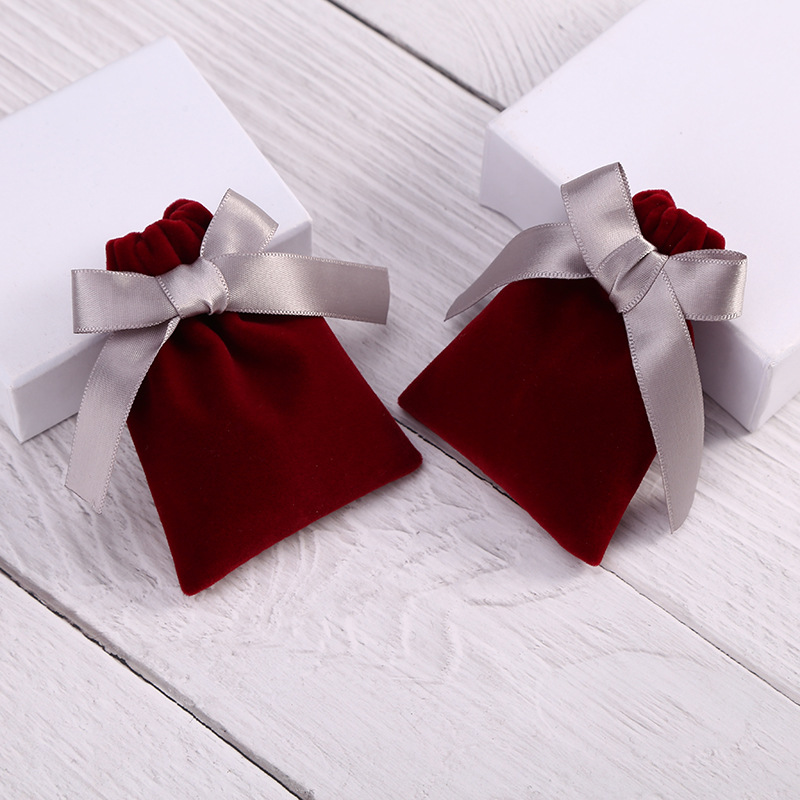 15g Weight Jewelry Packaging Bags Classification 1 Piece Quantity Indoor, Daily Occasion Flannel Material Bow Knot Pattern Cute, Simple Style Style Cute Simple Style Bow Knot Flannel Jewelry Packaging Bags 4