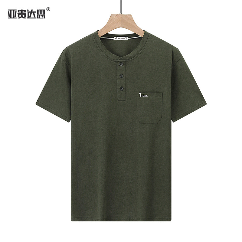 父半袖tシャツ男中年和尚襟真ポケットゆったり大きいサイズ純綿中高年帯ポケット上着夏服|undefined