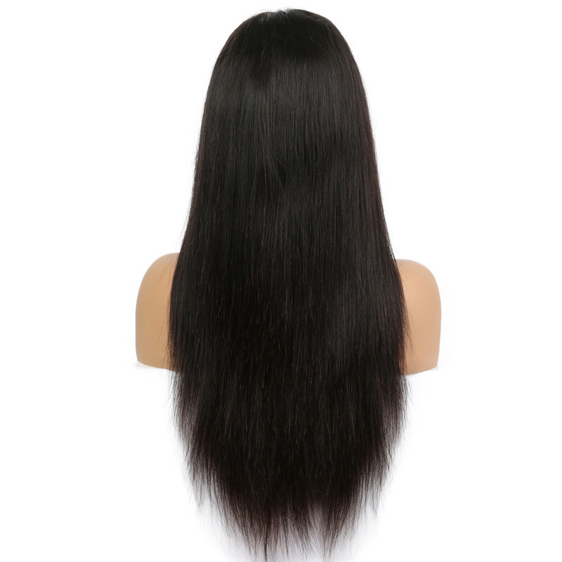 Parrucca sintetica lace front lunga liscia nera per donna effetto naturale_voghion.com