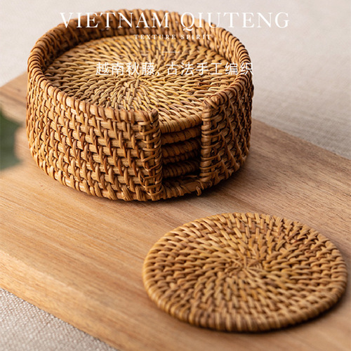 Japanese dining table mats handmade rattan creative placemats B&B dining table bowl mats plate mats insulation mats non-slip mats wholesale