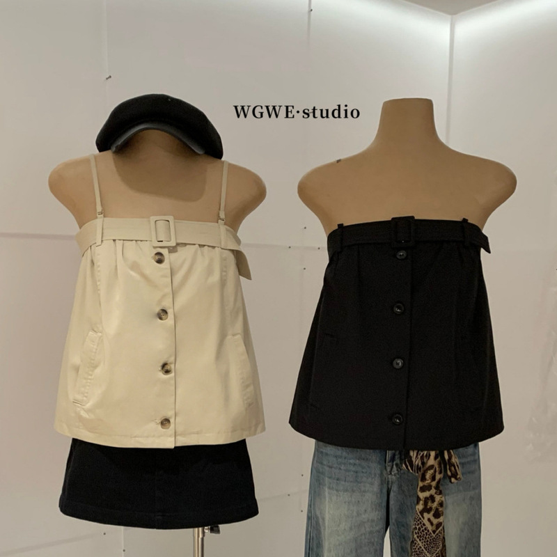 WGWE9995 Summer New Women's Clothing Guangzhou Thirteen Lines Petite Women's Casual Workwear Straight Strap Tank Top WGWE9995 Summer New Women's Clothing Guangzhou Thirteen Lines Petite Women's Casual Workwear Straight Strap Tank Top