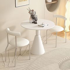 小さなラウンドテーブル クリームスタイル 小型ダイニングテーブル ミルクティーショップ コーヒーテーブル 交渉セット バルコニー シンプル カジュアル ホワイトテーブル