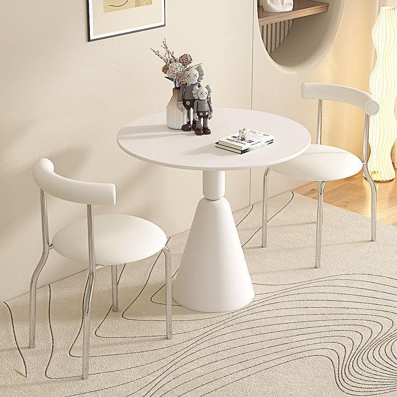 Small Round Table Cream Style Small Apartment Dining Table Milk Tea Shop Coffee Table Negotiation Set Balcony Simple Leisure White Table