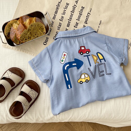 Baby cartoon jumpsuit 0-2 years old summer male baby fashionable printed romper baby Korean style clothes trendy AL061