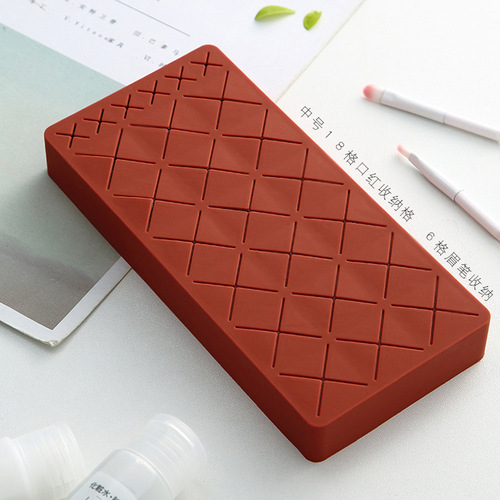 Desktop cosmetic storage box, eyebrow pencil and lip gloss multi-grid creative organization box, silicone lipstick storage rack